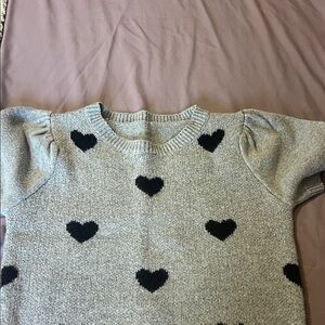 Chic Gray Sweater with Black Heart Design